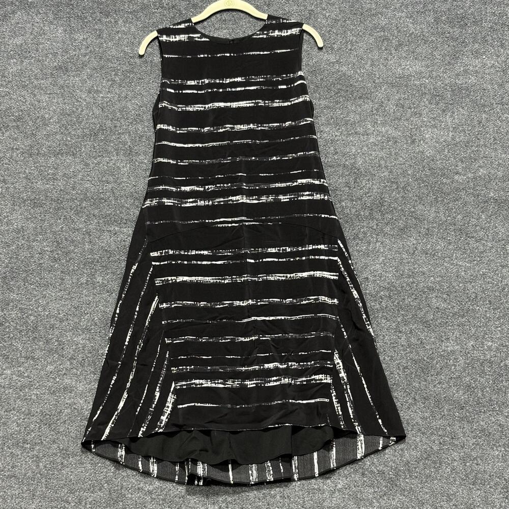 Vince Dress Womens 4 Black White Silk Sleeveless A Line Midi V3251-50590